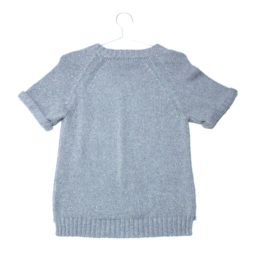 Banana Republic | Knit Sweater | Gray & Gold Sparkles | Winter | Rolled Sleeve | - Picture 4 of 6